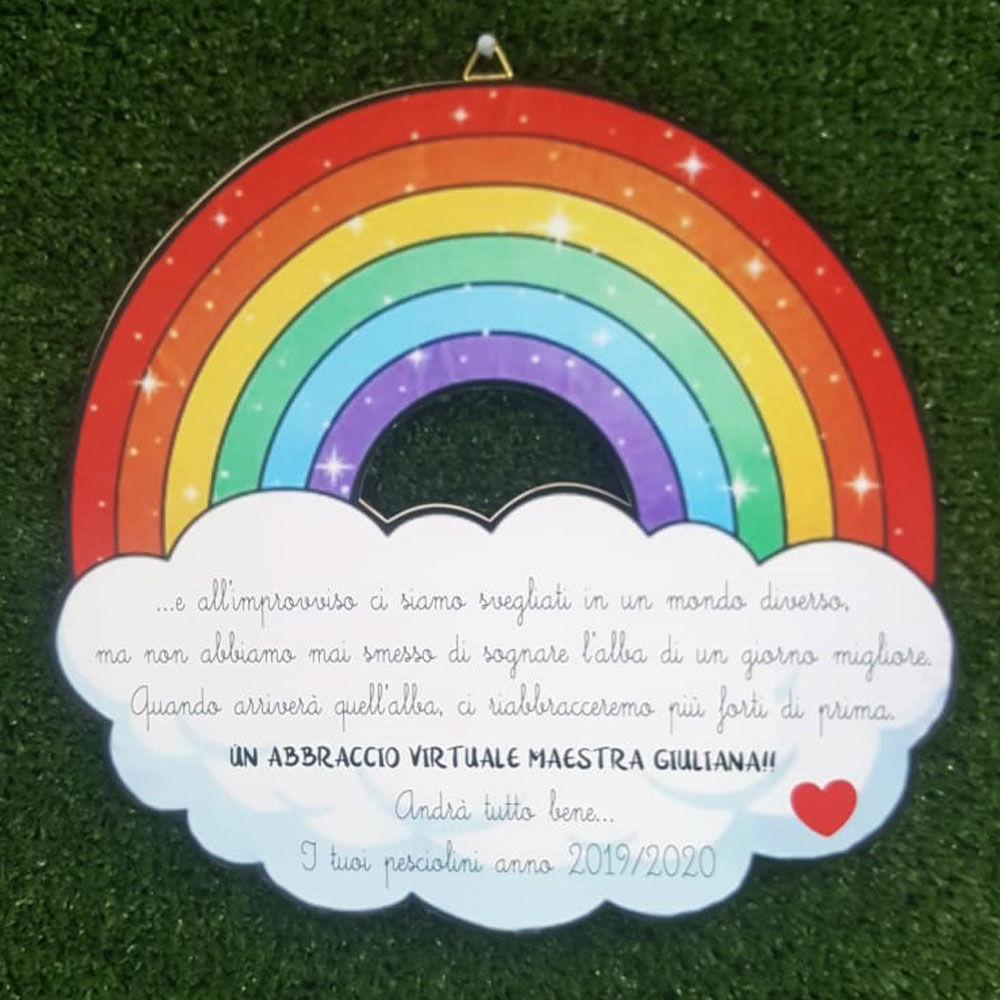 Targa in Legno a forma di Arcobaleno