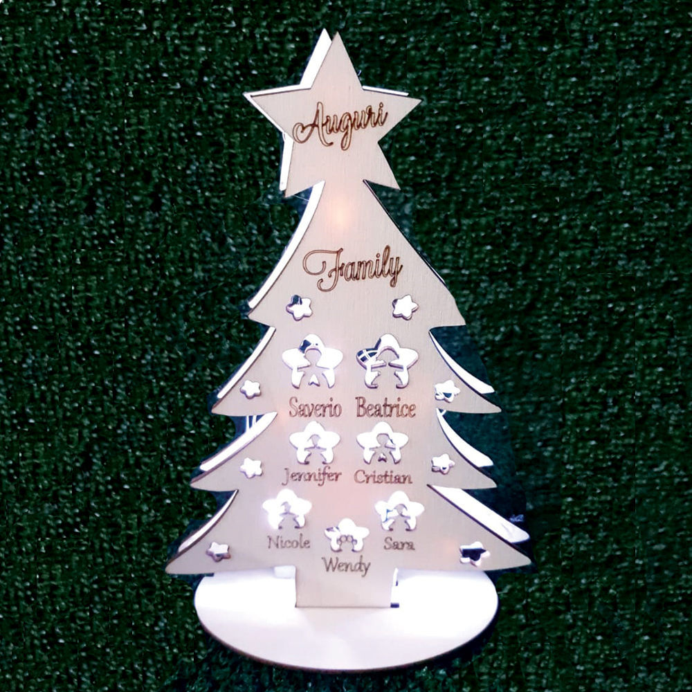 Lampada in Legno a Forma di Albero di Natale