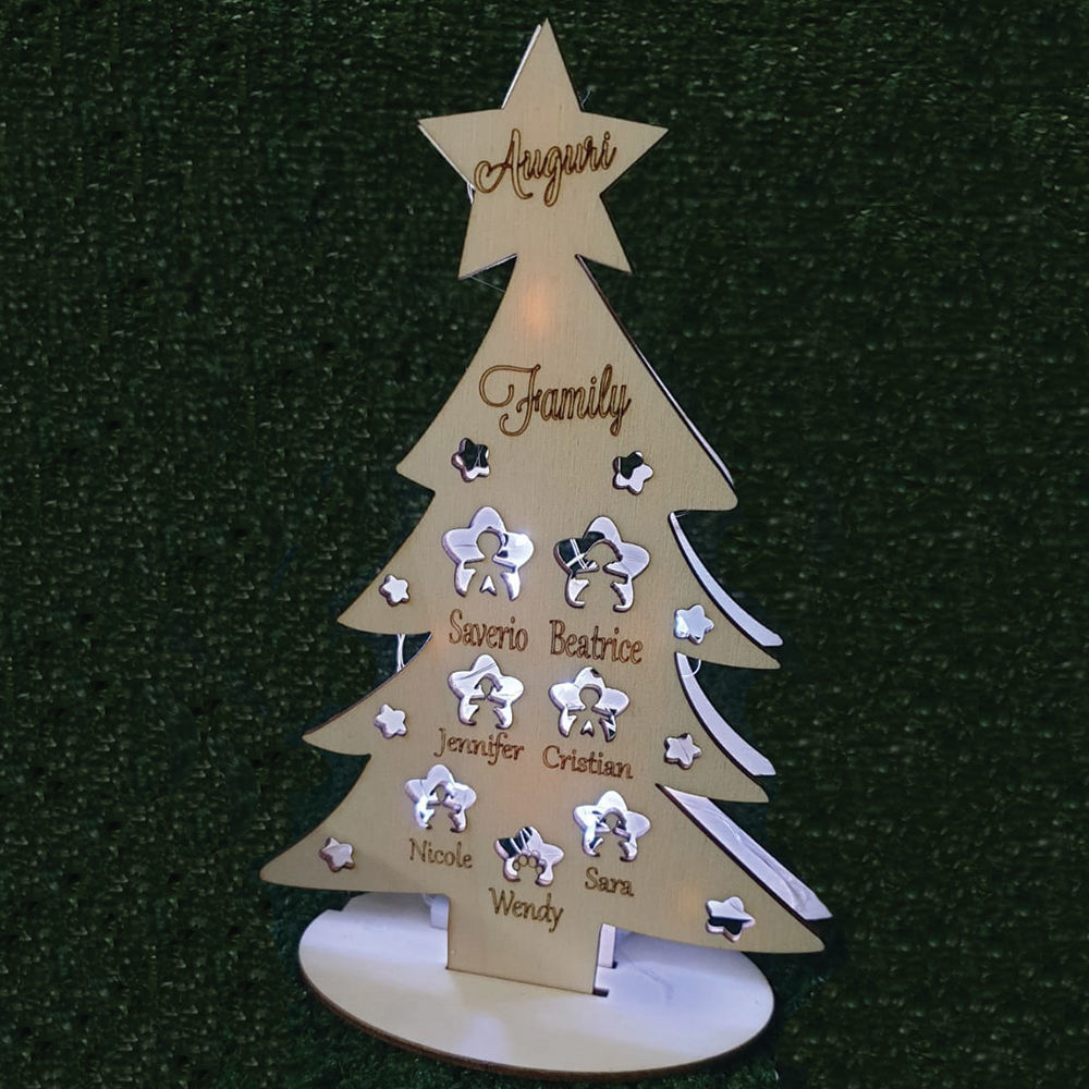 Lampada in Legno a Forma di Albero di Natale
