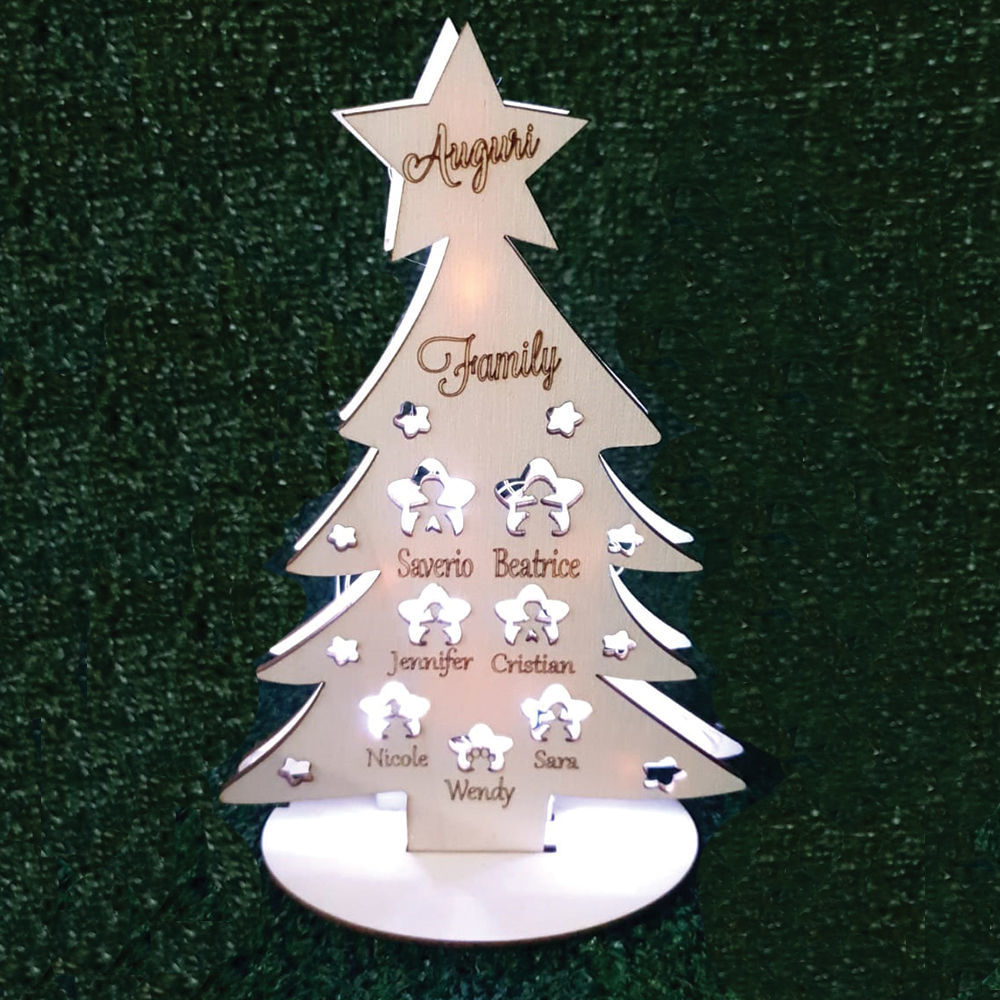 Lampada in Legno a Forma di Albero di Natale