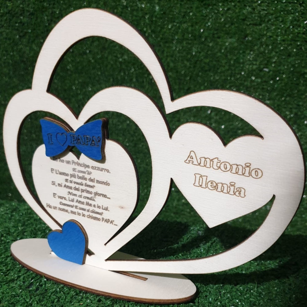 Soprammobile Doppio Cuore in Legno Personalizzato