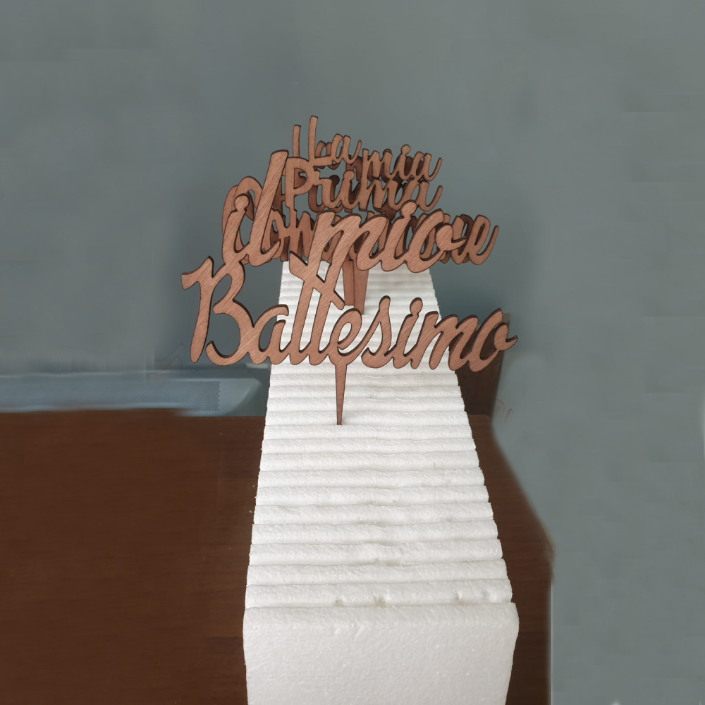 Cake Topper in Legno Ciliegio