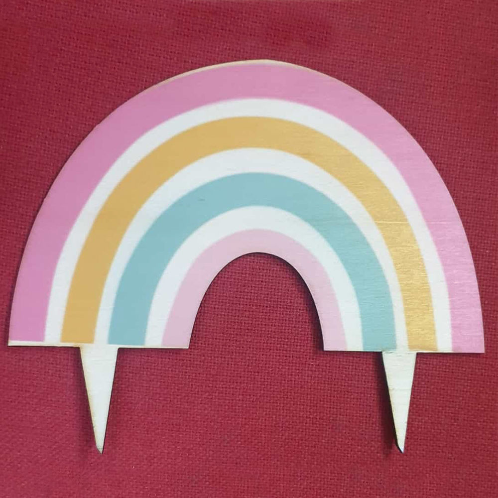 Cake Topper in legno a forma di arcobaleno con stampa UV