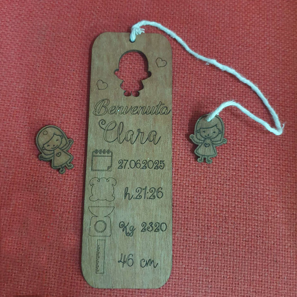 Segnalibro in Legno Ciliegio per Nascita